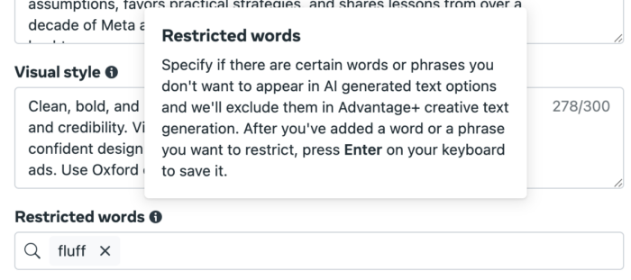Restricted words